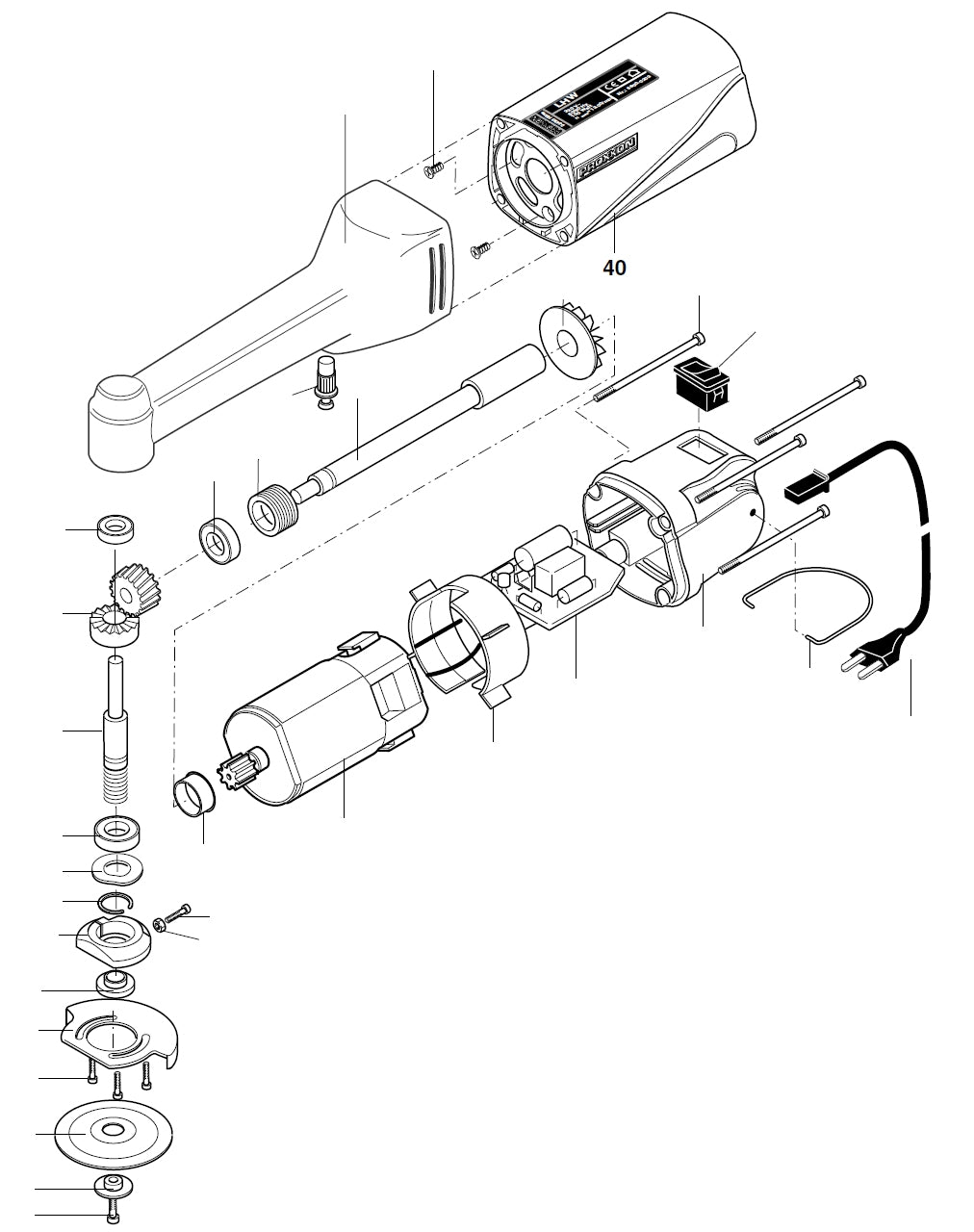 PROXXON 28547-40 Motorgehäuse inkl. Schutzleiste für LWS LHW LWE