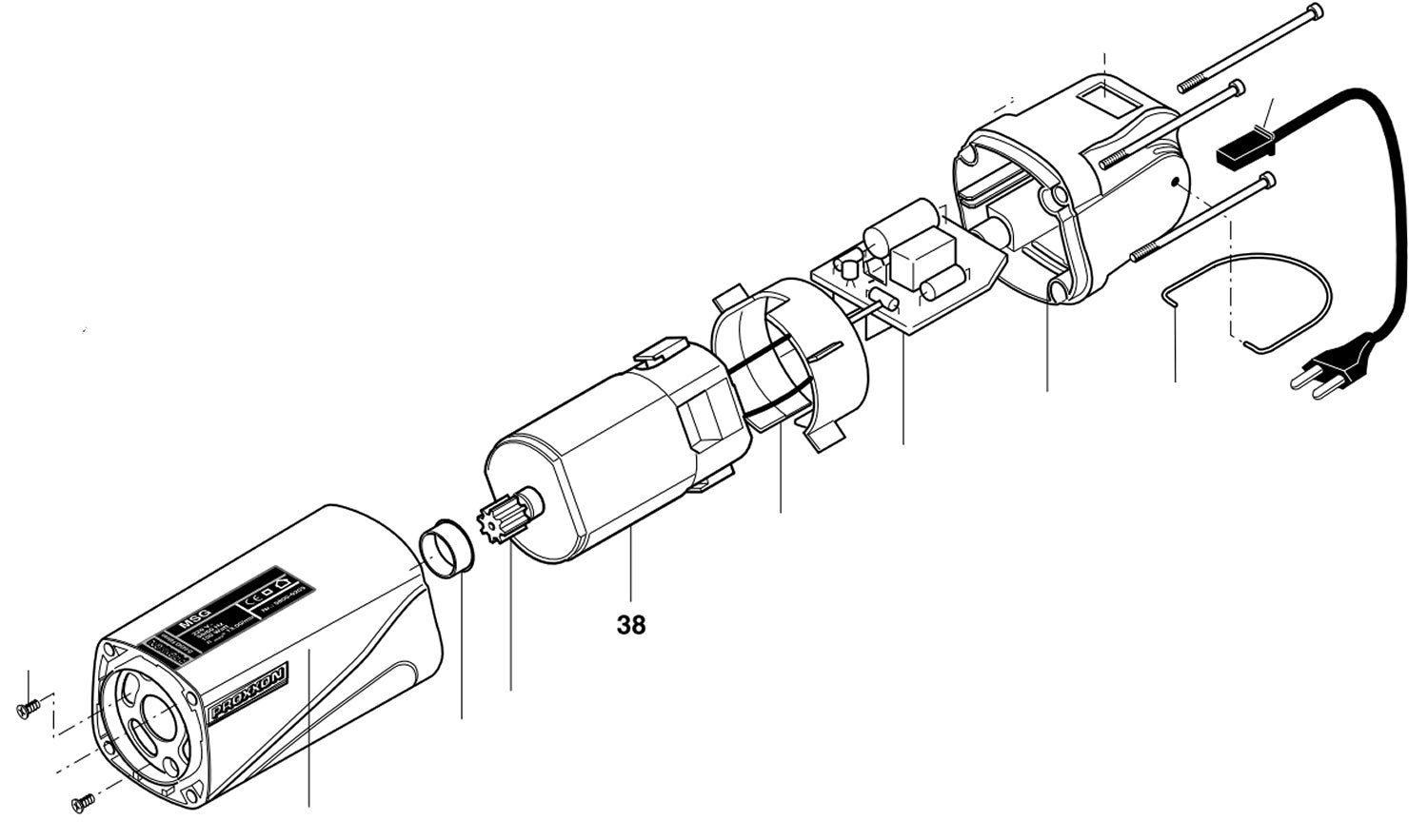 PROXXON 28644-38 Motor für Motorschnitzgerät MSG Ersatzmotor
