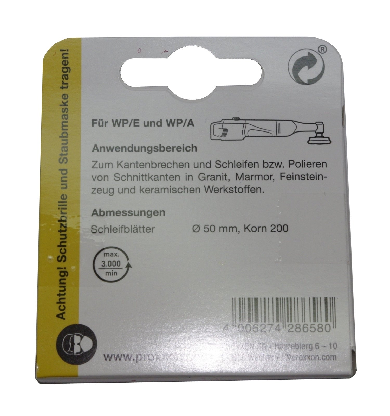 PROXXON 28658 Diamant Schleifpads Polierpads Ø50mm Korn 200 3 Stück für WP/E WP/A