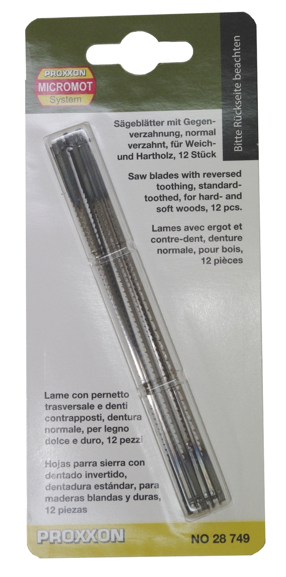 PROXXON 28749 Laubsägeblatt mit Gegenverzahung normal verzahnt 12er Packung