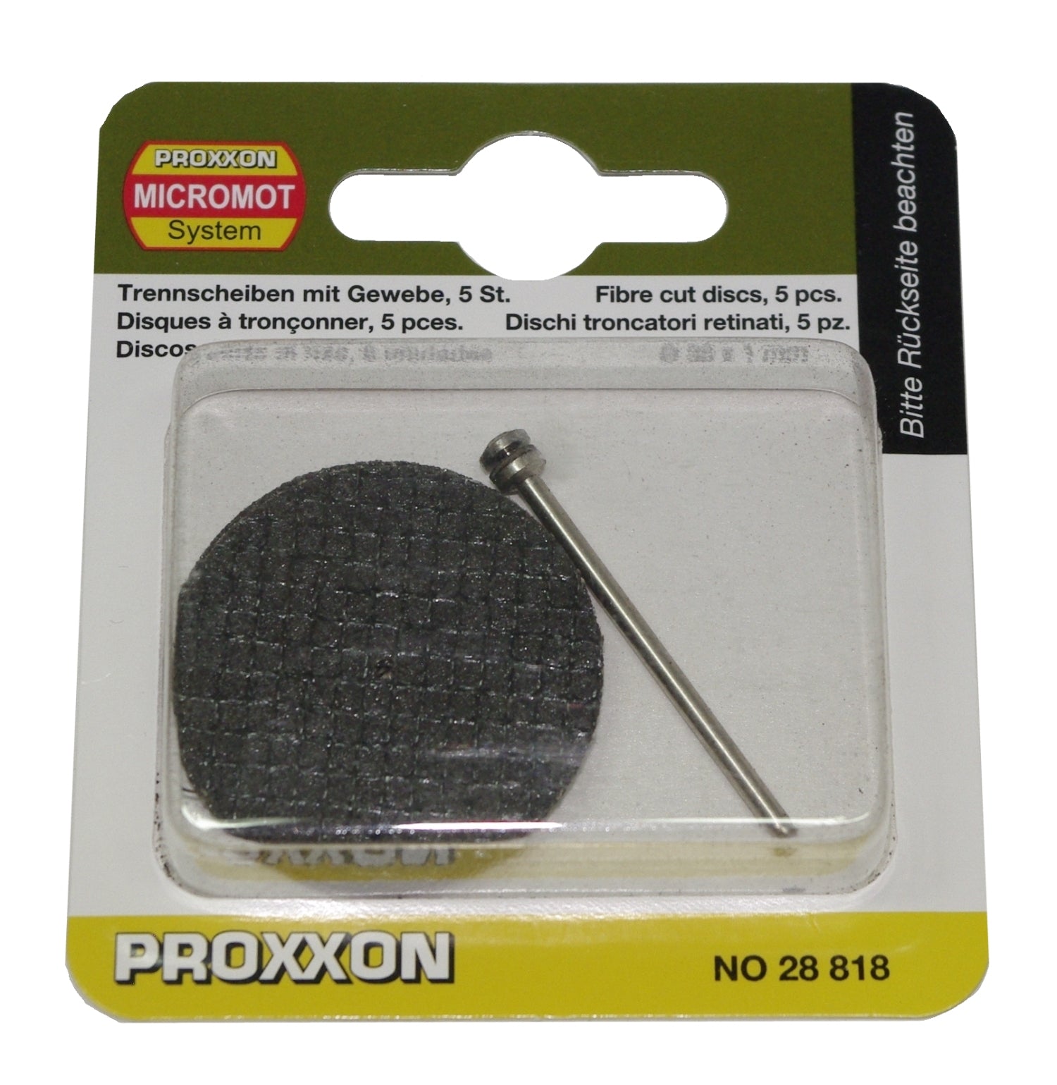 PROXXON 28818 Trennscheibe mit Gewebebindung Ø38mm 5 Stück + 1 Träger