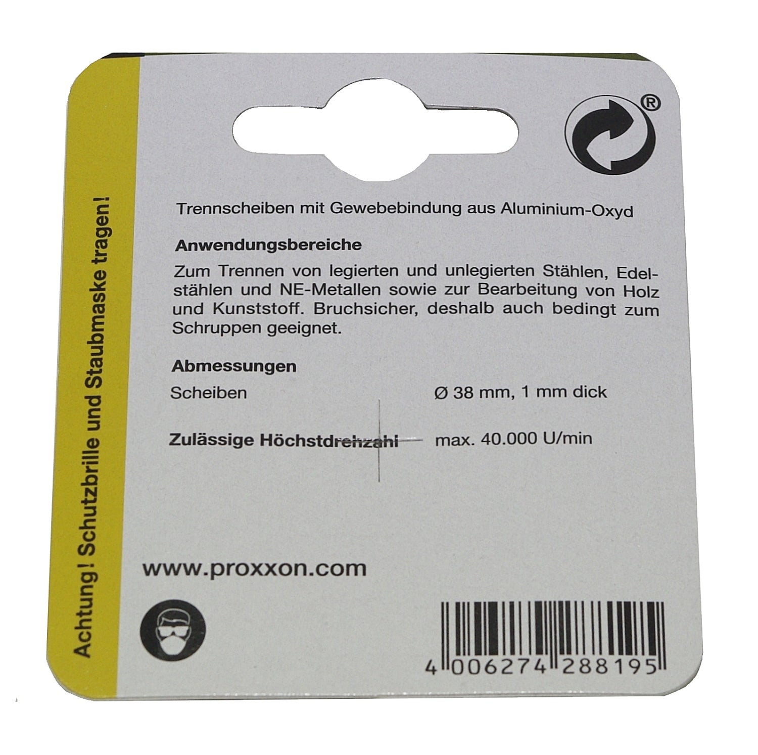 PROXXON 28819 Trennscheibe mit Gewebebindung Ø38mm, 20 Stück