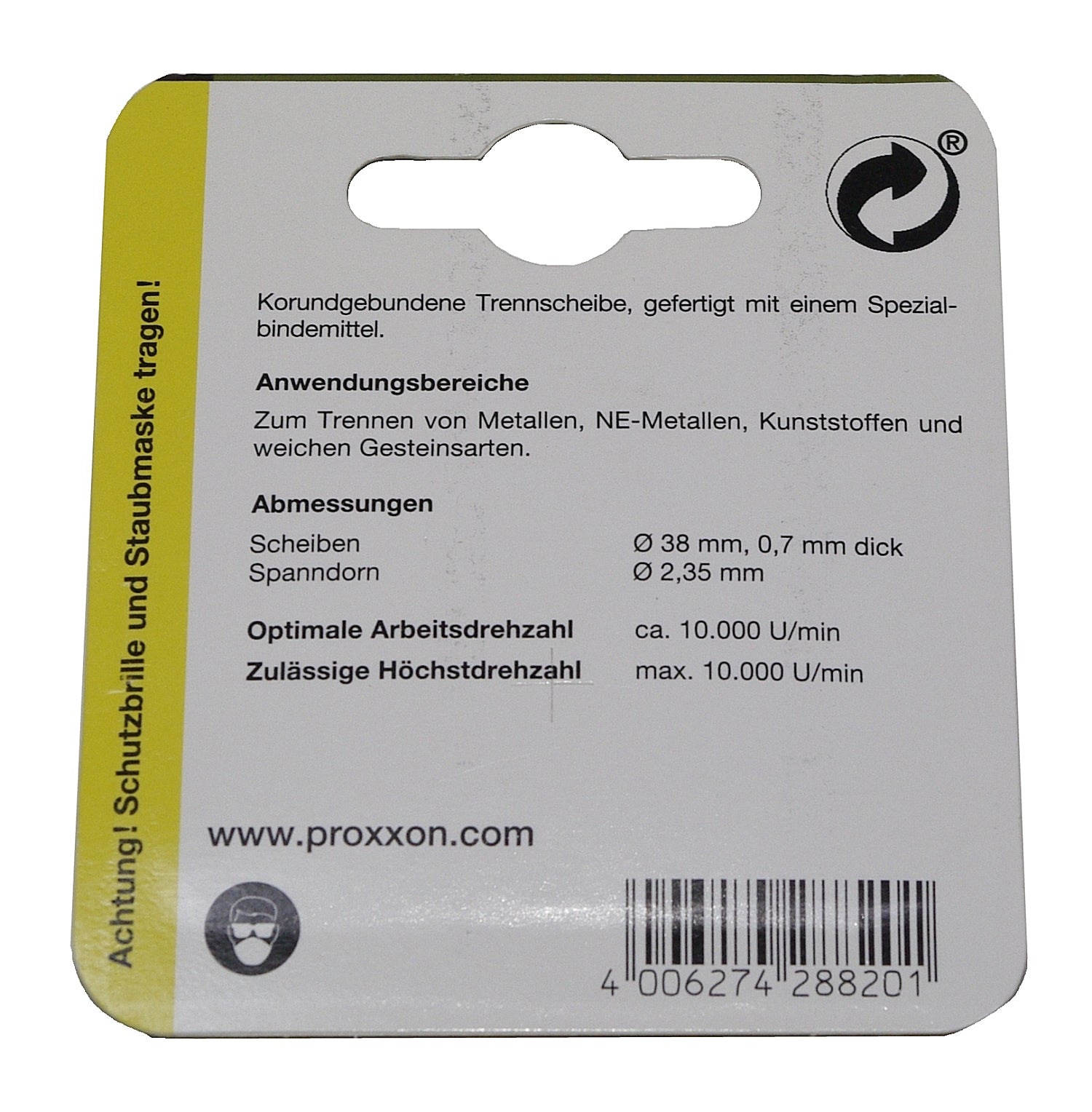 PROXXON 28820 Trennscheiben Korund Ø38mm 5 Stück + 1 Träger