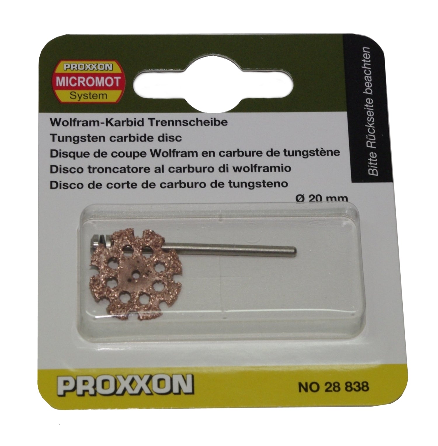 PROXXON 28838 Wolfram Karbid Trennscheibe mit Stift Schaft Ø2,35mm Dicke 2mm