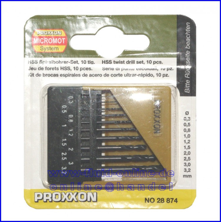 PROXXON 28874 Set HSS Spiralbohrer 0,3-3,2mm mit Halter 10 teilig