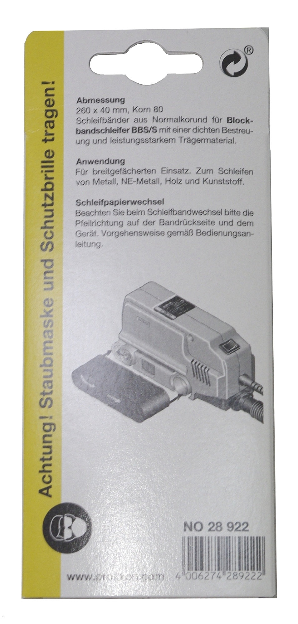 PROXXON 28922 Schleifband Korn 80 für Blockbandschleifer BBS und BBS/S