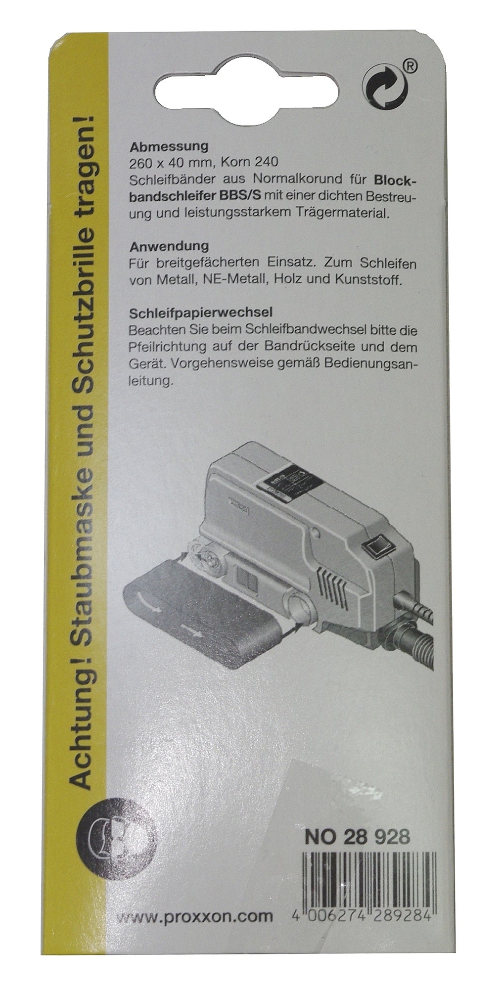 PROXXON 28928 Schleifband Korn 240 für Blockbandschleifer BBS und BBS/S