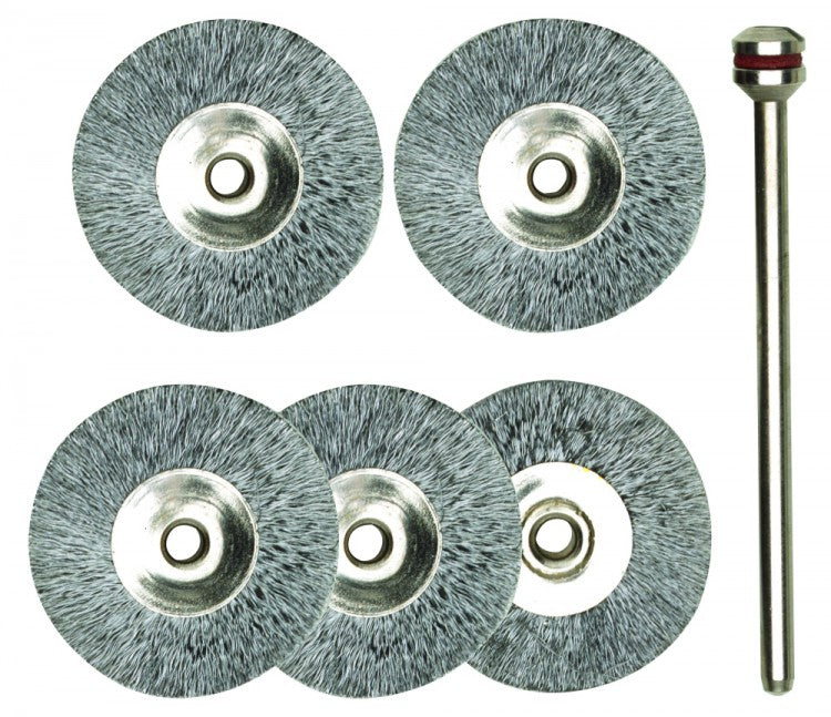 PROXXON 28952 Stahldraht Rundbürsten Ø22mm, 5 Stück + Träger