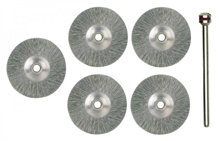 PROXXON 28956 Radbürsten (Rundbürsten) Edelstahl Ø22mm 5 Stück + 1 Träger