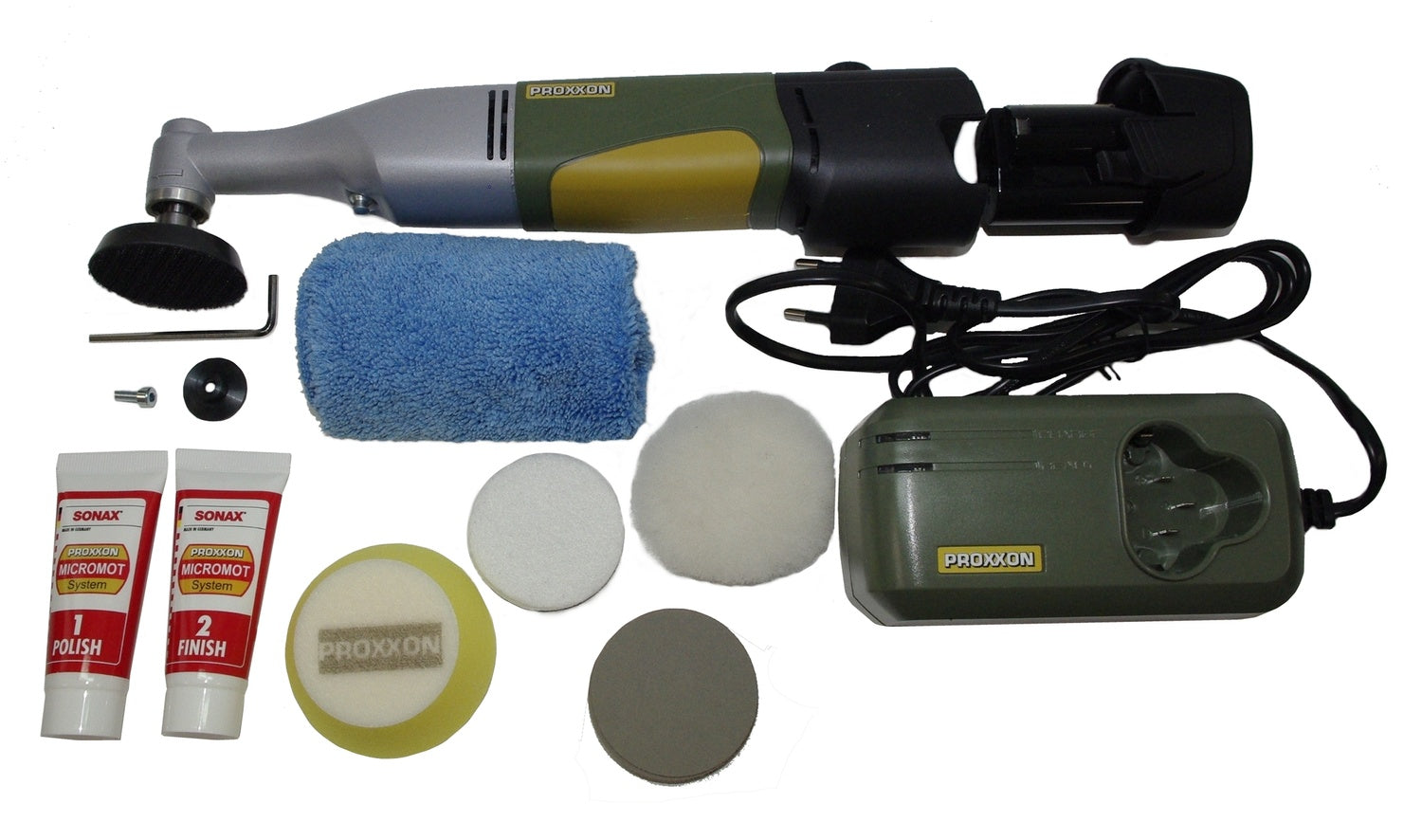 PROXXON 29820 AKKU Winkelpolierer WP/A mit Zubehör im Koffer