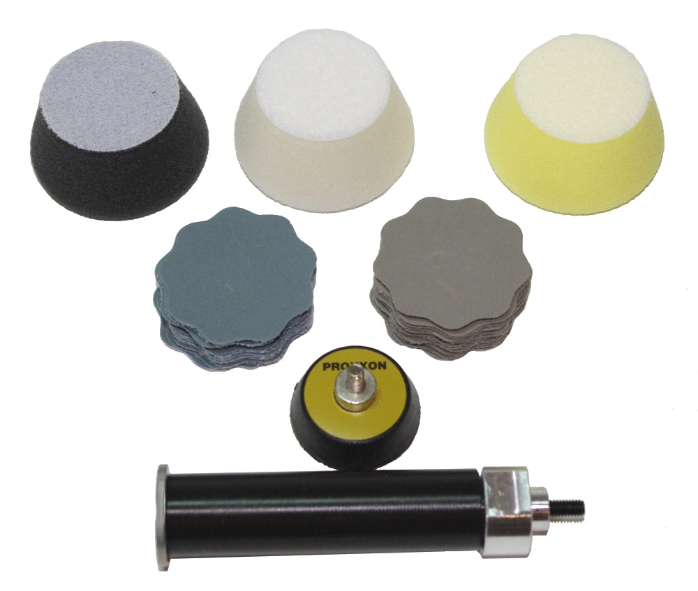 PROXXON 29070 Profi Set zum Feinschleifen und Polieren für WP/E, WP/A