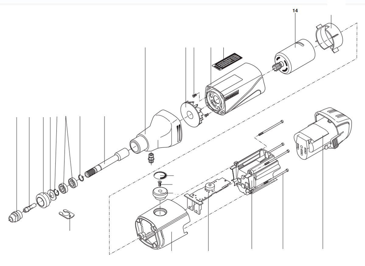 PROXXON 29800-14 Motor mit Ritzel für Akku Industrie Bohrschleifer IBS/A