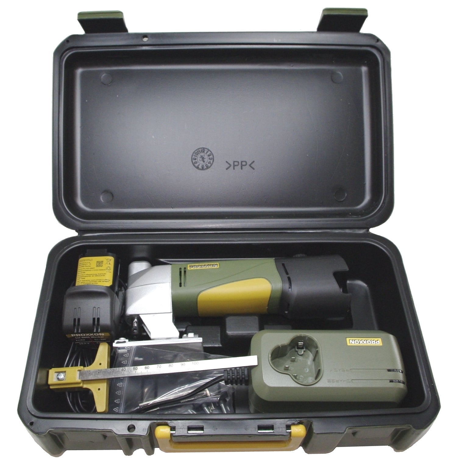 PROXXON 29855 Akku Stichsäge STS/A mit Supercut-Sägeblättern Akku Ladegerät