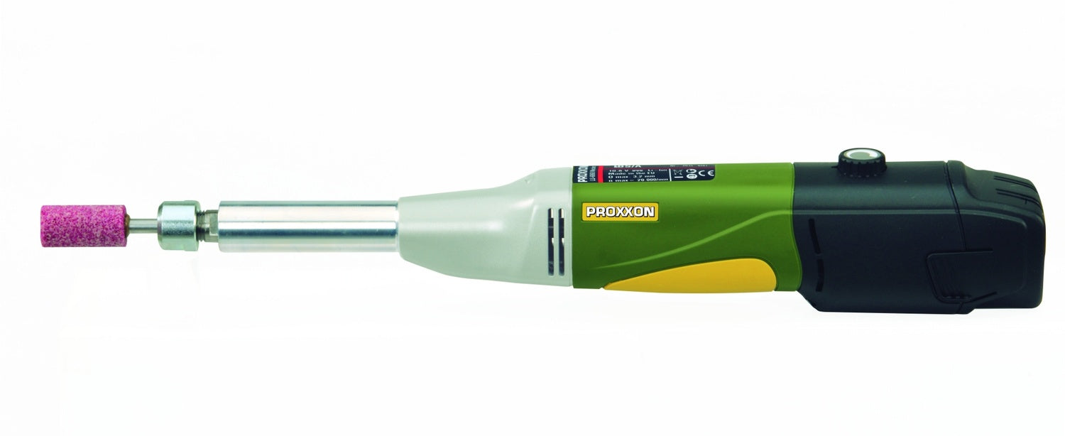 PROXXON 29860 Akku Langhals Geradschleifer LGS/A mit Edelkorund-Schleifstift Akku Ladegerät
