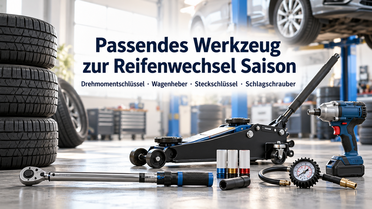 Passendes Werkzeug zur Reifenwechsel Saison – Drehmomentschlüssel, Wagenheber, Steckschlüssel und Schlagschrauber