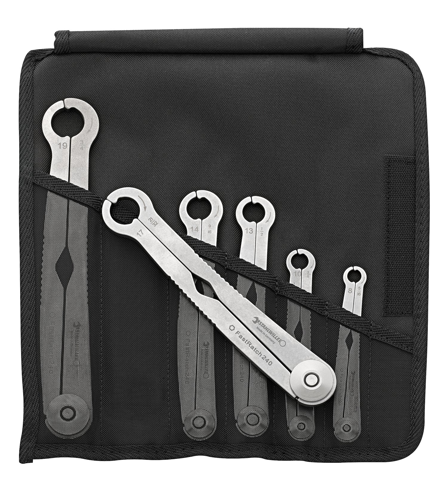 STAHLWILLE 240/6 Satz Ratschenschlüssel FastRatch 8 10 13 14 17 19mm mit Tasche - 96411006