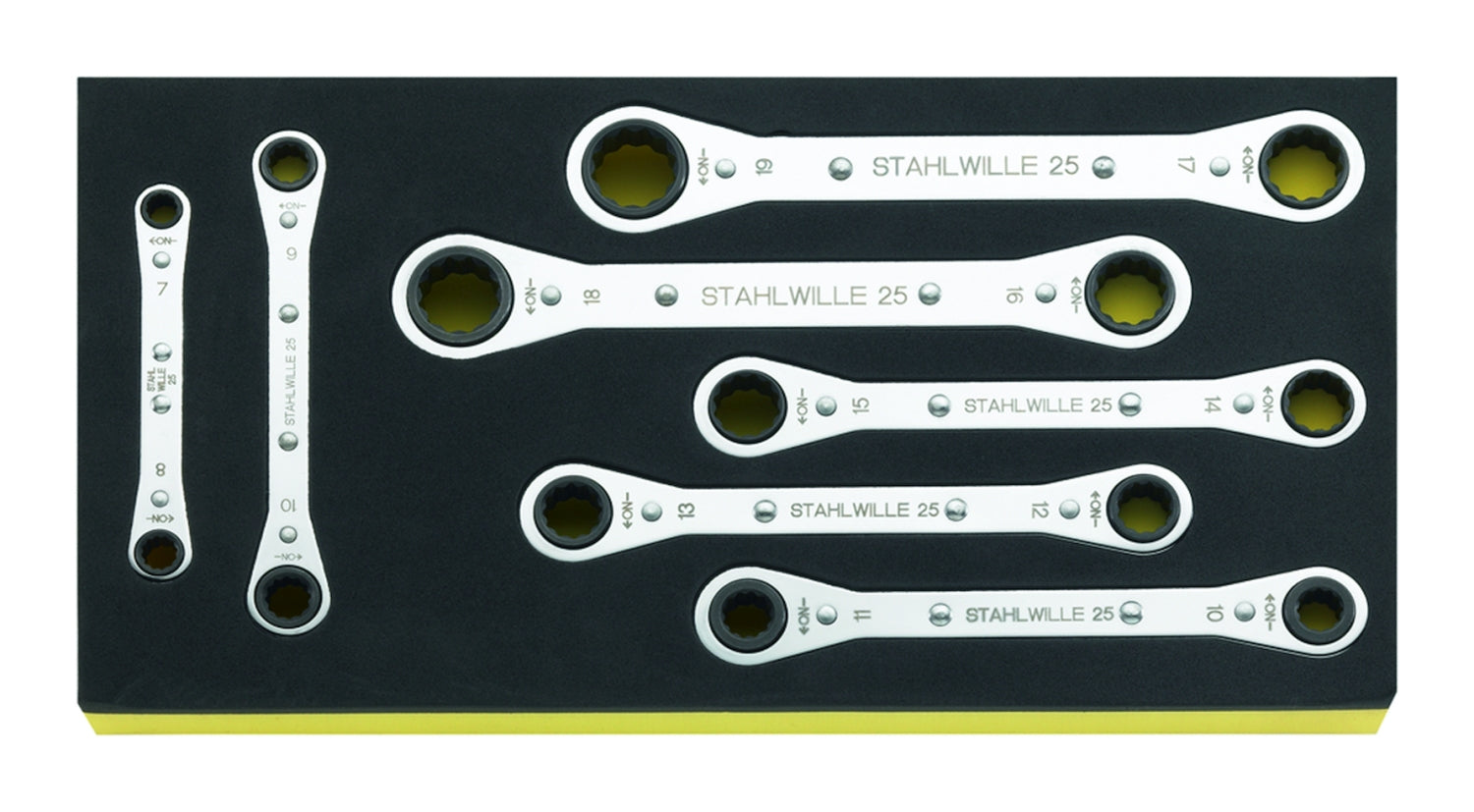 STAHLWILLE 25/7 Satz Ratschenringschlüssel in TCS Einlage 7 teilig - 96838751