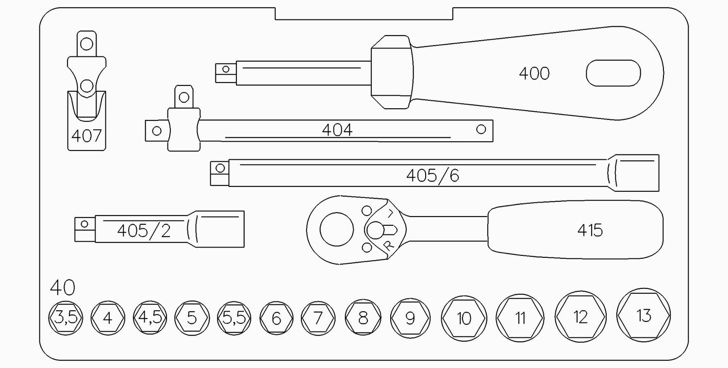 STAHLWILLE 40/13/6 Steckschlüssel Garnitur Antrieb 6,3mm (1/4") 19 teilig - 96011124