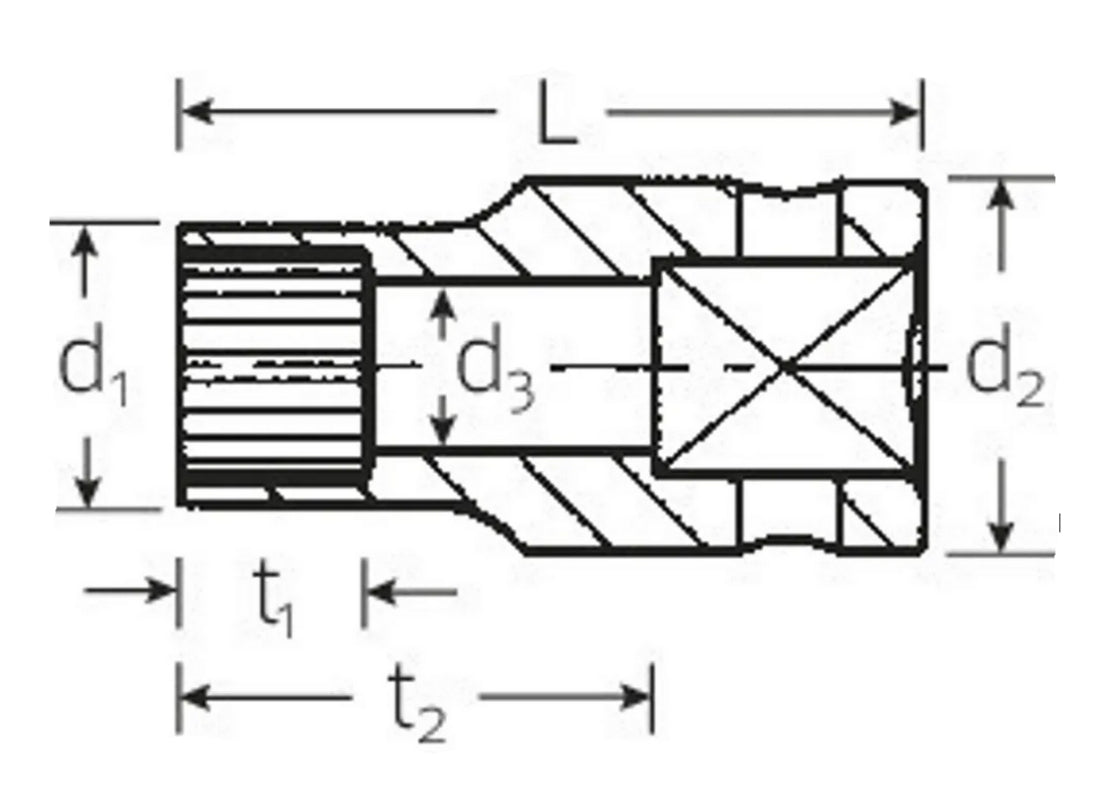 STAHLWILLE 45aSp Spline-Drive Nuss Gr. 12 Antrieb 10mm (3/8") - 02011012