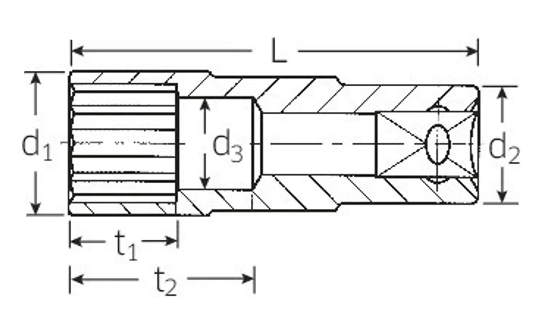 STAHLWILLE 51aP 25/32" ZOLL Steckschlüsseleinsatz lang Antrieb 12,5mm (1/2") - 03421041