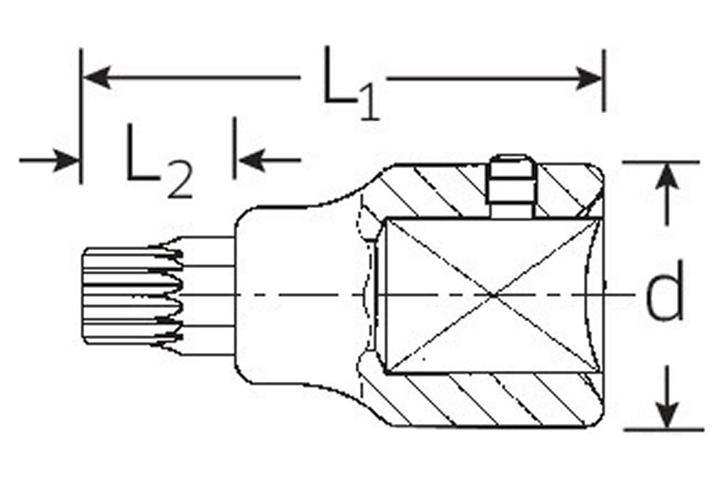 STAHLWILLE 59X M16 XZN Innenvielzahn Bit Antrieb 20mm (3/4") - 05060016