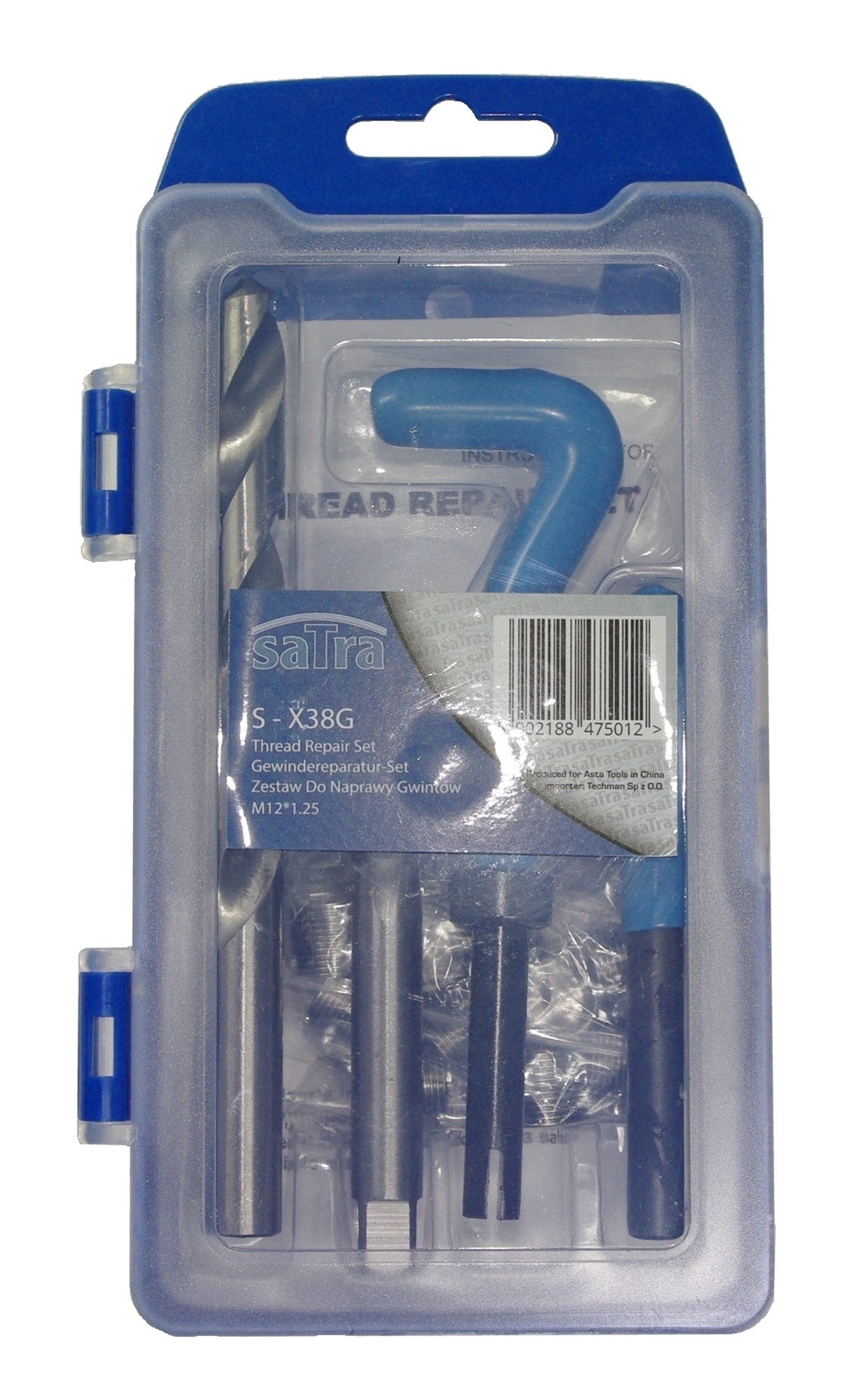 SATRA S-X38G Satz Gewindereparatur M12 x 1.25 Gewinde Set 15 tlg. inkl. Bohrer