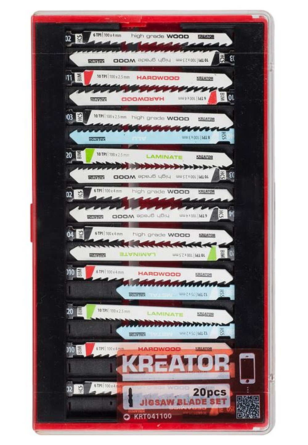 KREATOR KRT041100 Satz Sägeblatter für Stichsägen für Holz Metall Aluminium