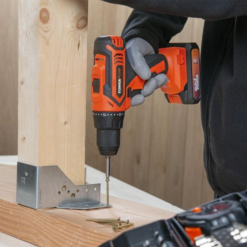 VARO POWDP15300 Powerplus Set Bohrschrauber 20V mit Akku 20V 2.0Ah und Ladegerät