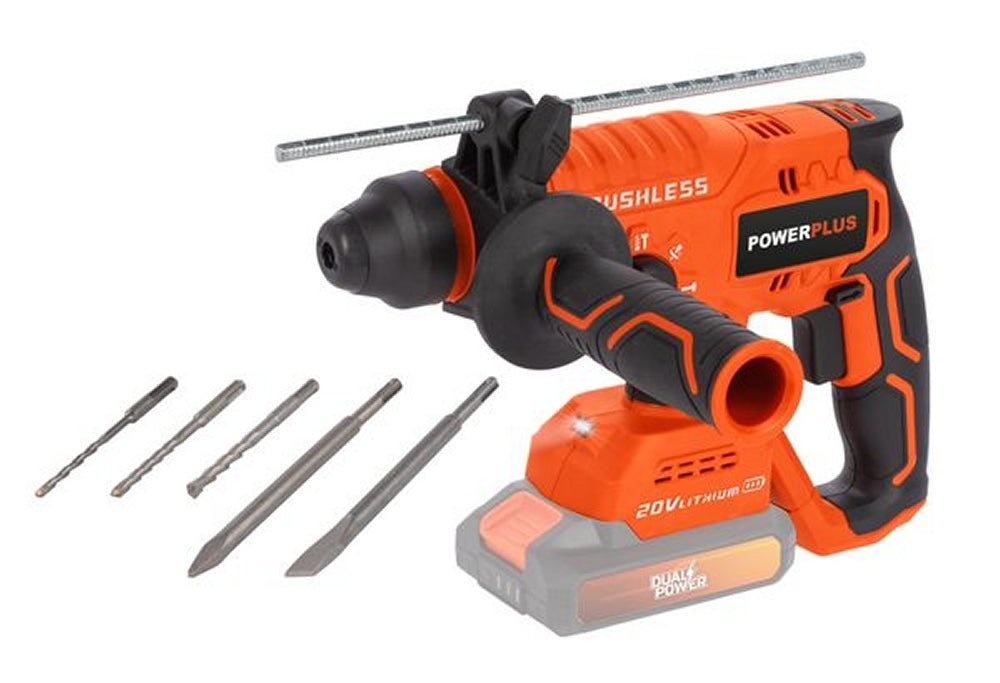 VARO POWDP15630 Set Bohrhammer bürstenlos 20V Meißel Bohrspitzen ohne Akku und Ladegerät