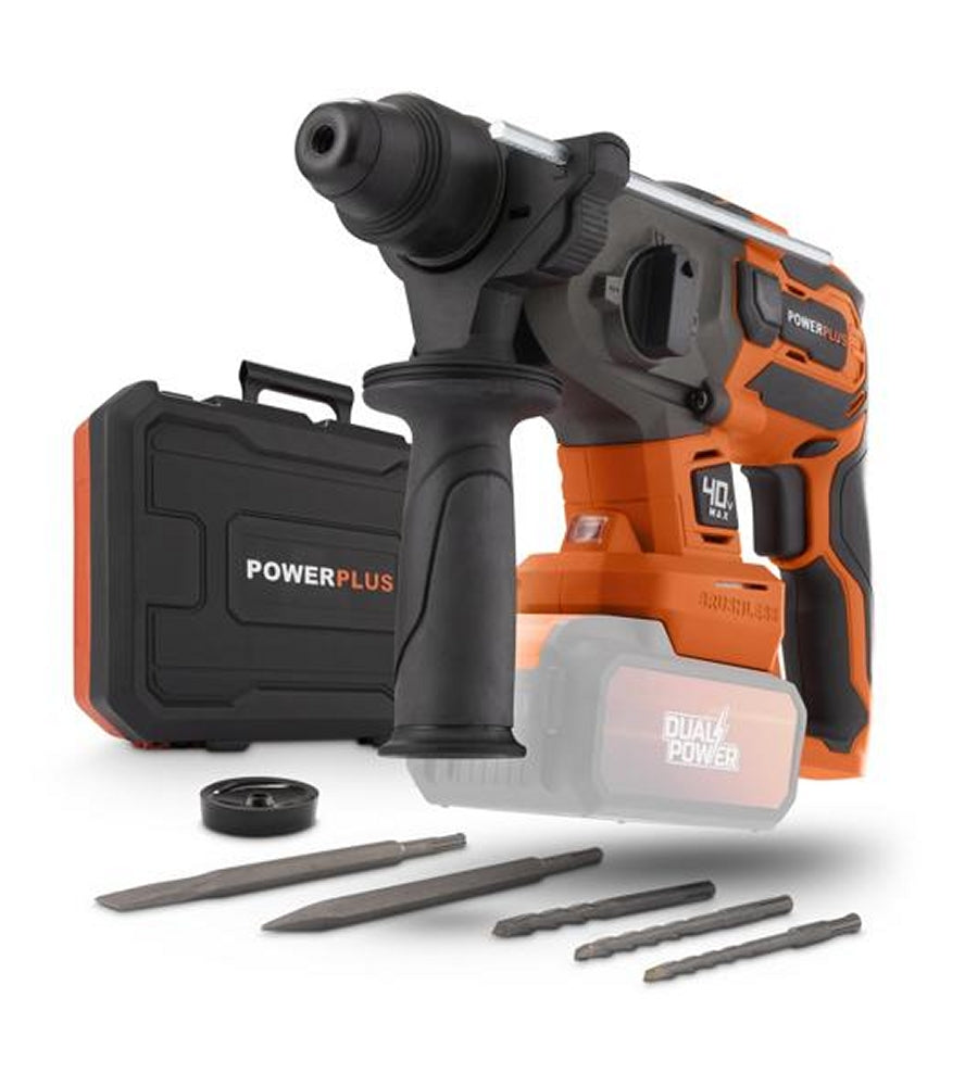 VARO POWDP15680 Powerplus Set Bohrhammer 40V bürstenlos Meißel Bohrspitzen ohne Akku und Ladegerät
