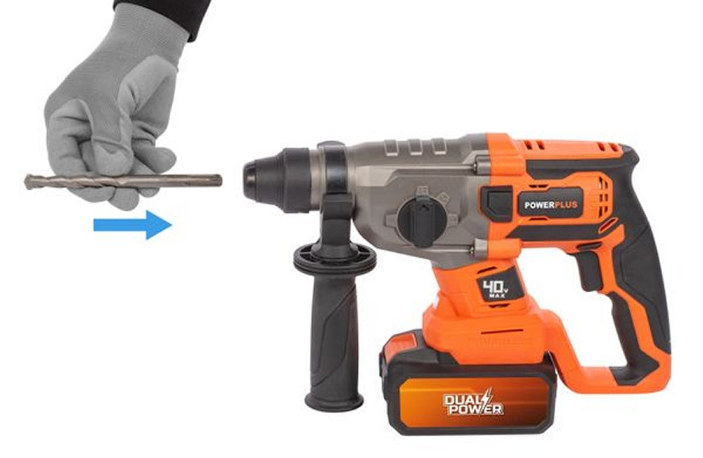 VARO POWDP15680 Powerplus Set Bohrhammer 40V bürstenlos Meißel Bohrspitzen ohne Akku und Ladegerät