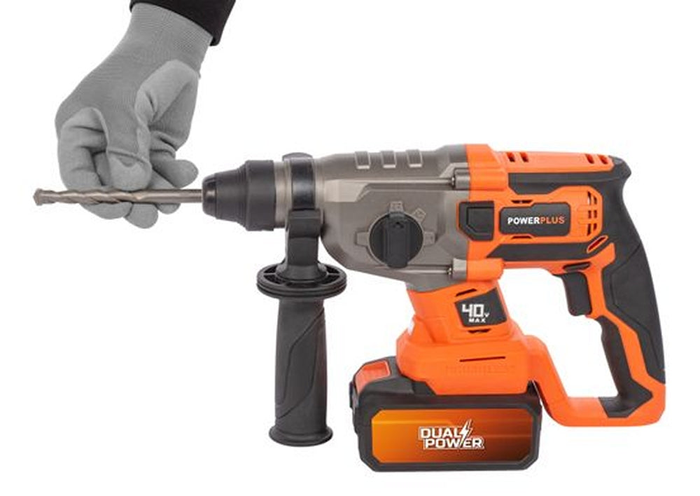 VARO POWDP15680 Powerplus Set Bohrhammer 40V bürstenlos Meißel Bohrspitzen ohne Akku und Ladegerät