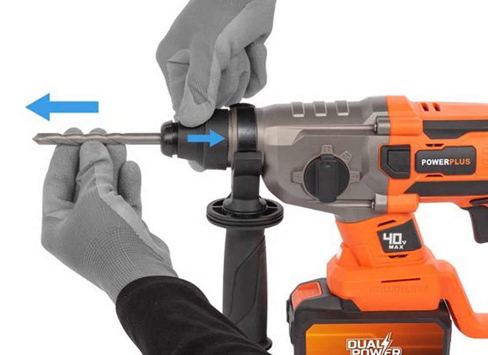 VARO POWDP15680 Powerplus Set Bohrhammer 40V bürstenlos Meißel Bohrspitzen ohne Akku und Ladegerät