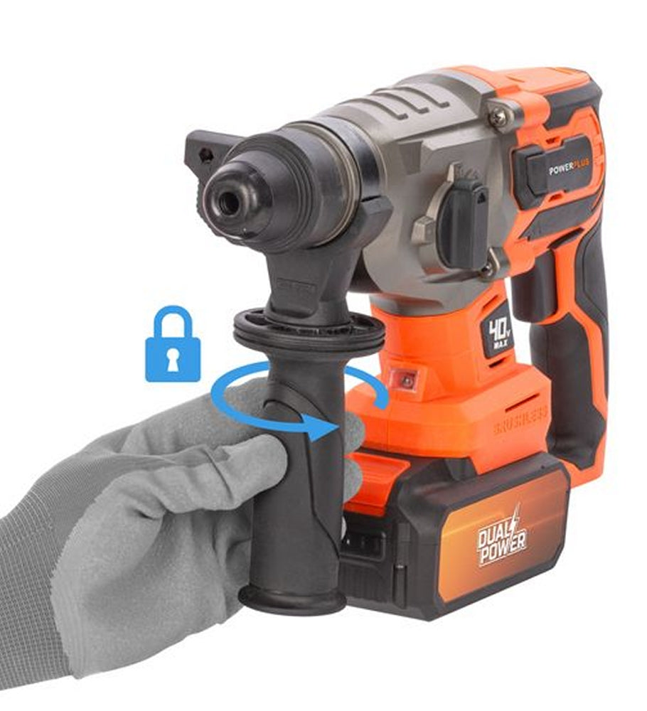 VARO POWDP15680 Powerplus Set Bohrhammer 40V bürstenlos Meißel Bohrspitzen ohne Akku und Ladegerät