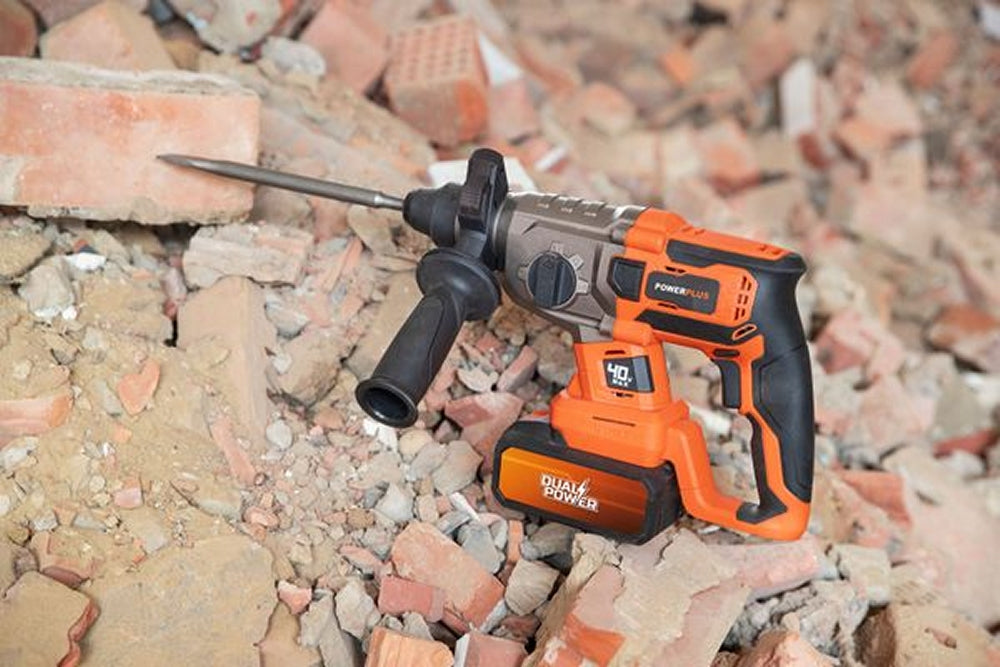 VARO POWDP15680 Powerplus Set Bohrhammer 40V bürstenlos Meißel Bohrspitzen ohne Akku und Ladegerät