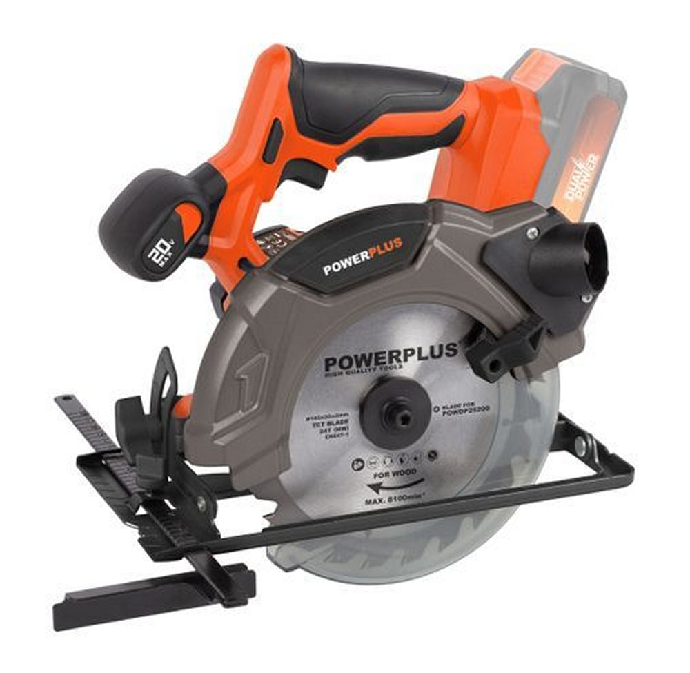 VARO POWDP25200 Powerplus Handkreissäge 20V Ø165mm mit Sägeblatt ohne Batterie und Ladegerät