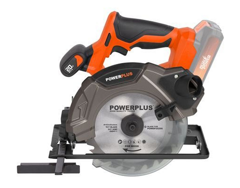 VARO POWDP25200 Powerplus Handkreissäge 20V Ø165mm mit Sägeblatt ohne Batterie und Ladegerät