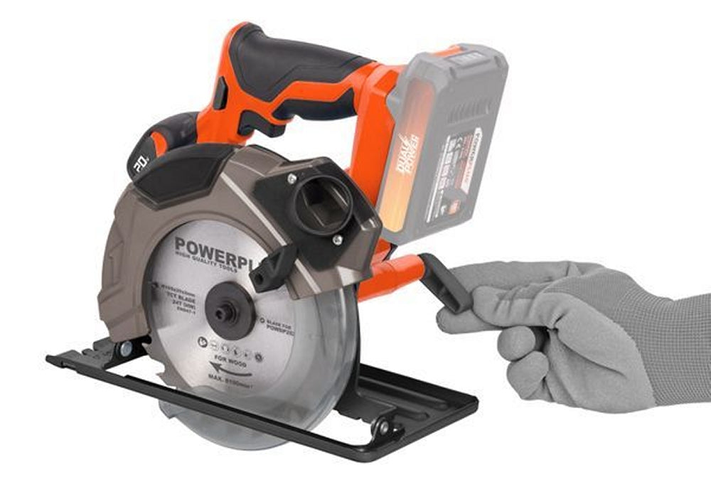 VARO POWDP25200 Powerplus Handkreissäge 20V Ø165mm mit Sägeblatt ohne Batterie und Ladegerät