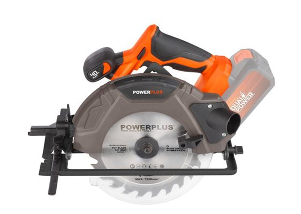 VARO POWDP25230 Powerplus Handkreissäge 40V Ø185mm mit Sägeblatt ohne Batterie und Ladegerät