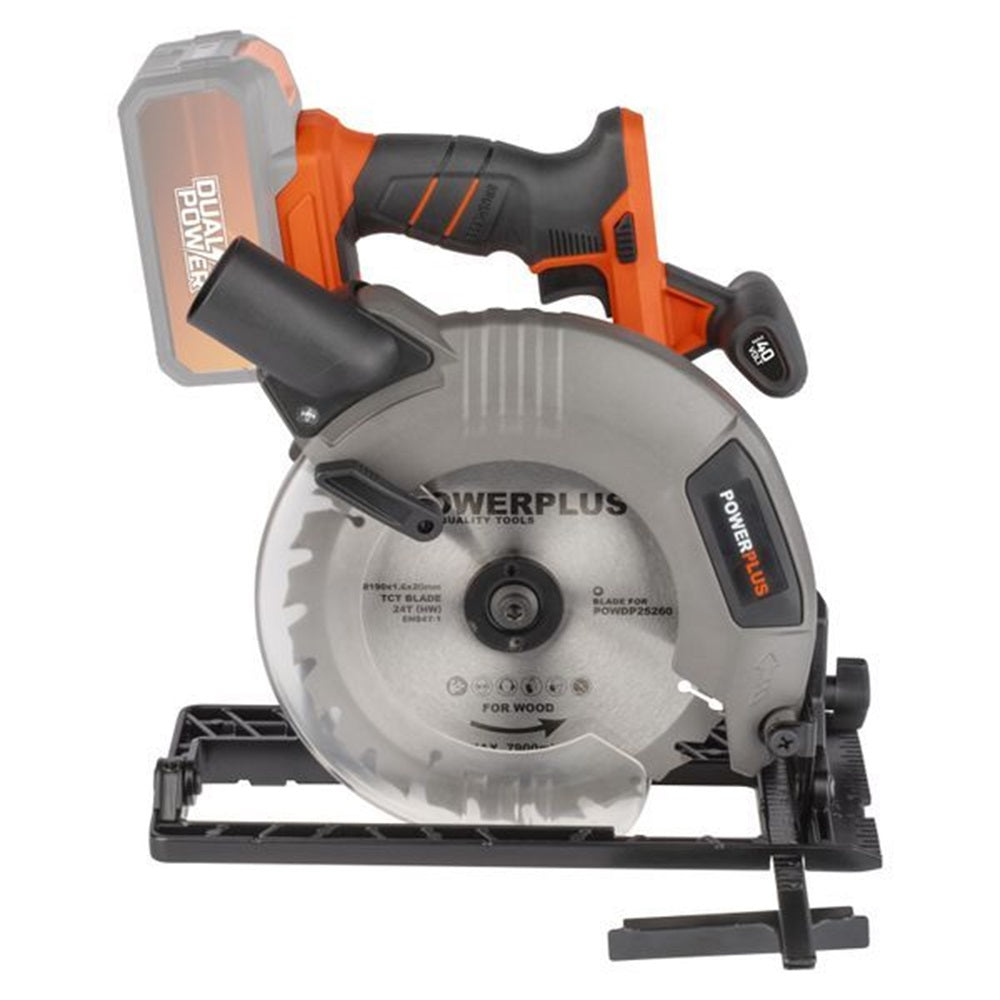 VARO POWDP25260 Powerplus Handkreissäge bürstenlos 40V Ø190mm mit Sägeblatt ohne Batterie und Ladegerät