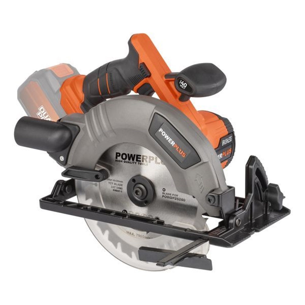 VARO POWDP25260 Powerplus Handkreissäge bürstenlos 40V Ø190mm mit Sägeblatt ohne Batterie und Ladegerät