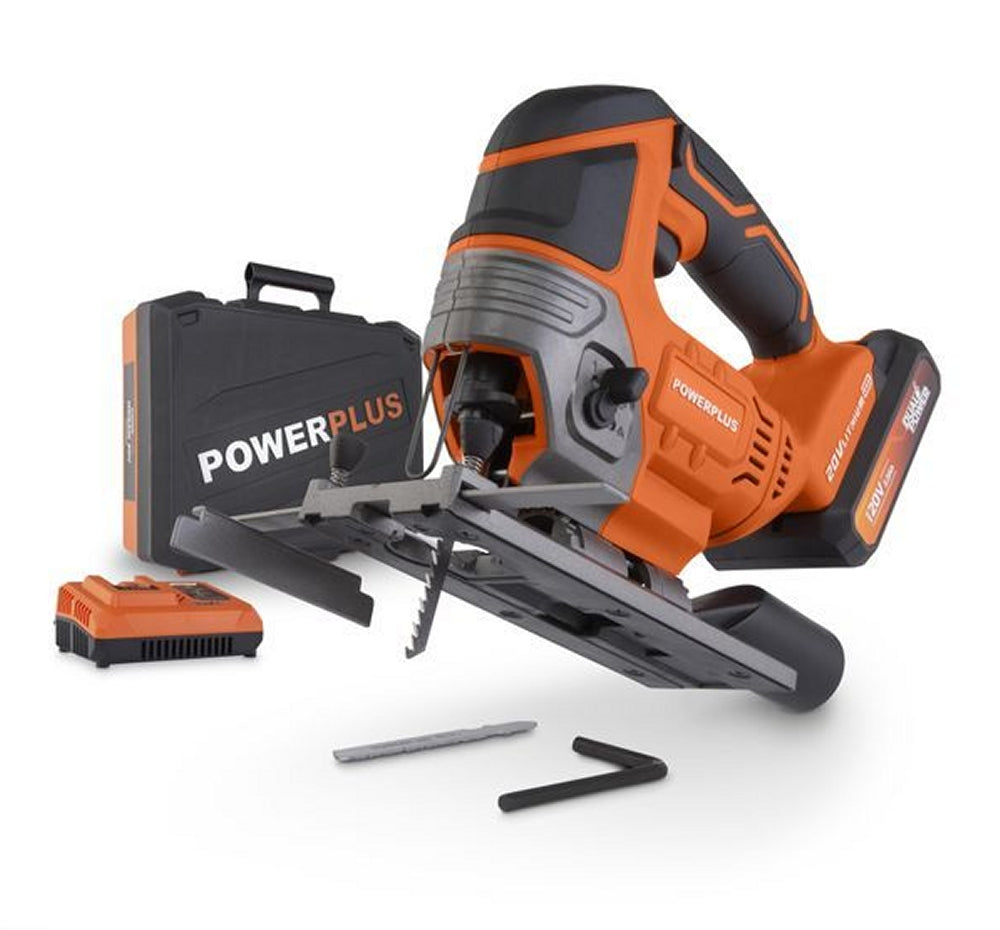 VARO POWDP25310 Set Powerplus Akku Stichsäge 20V mit Zubehör Batterie und Ladegerät