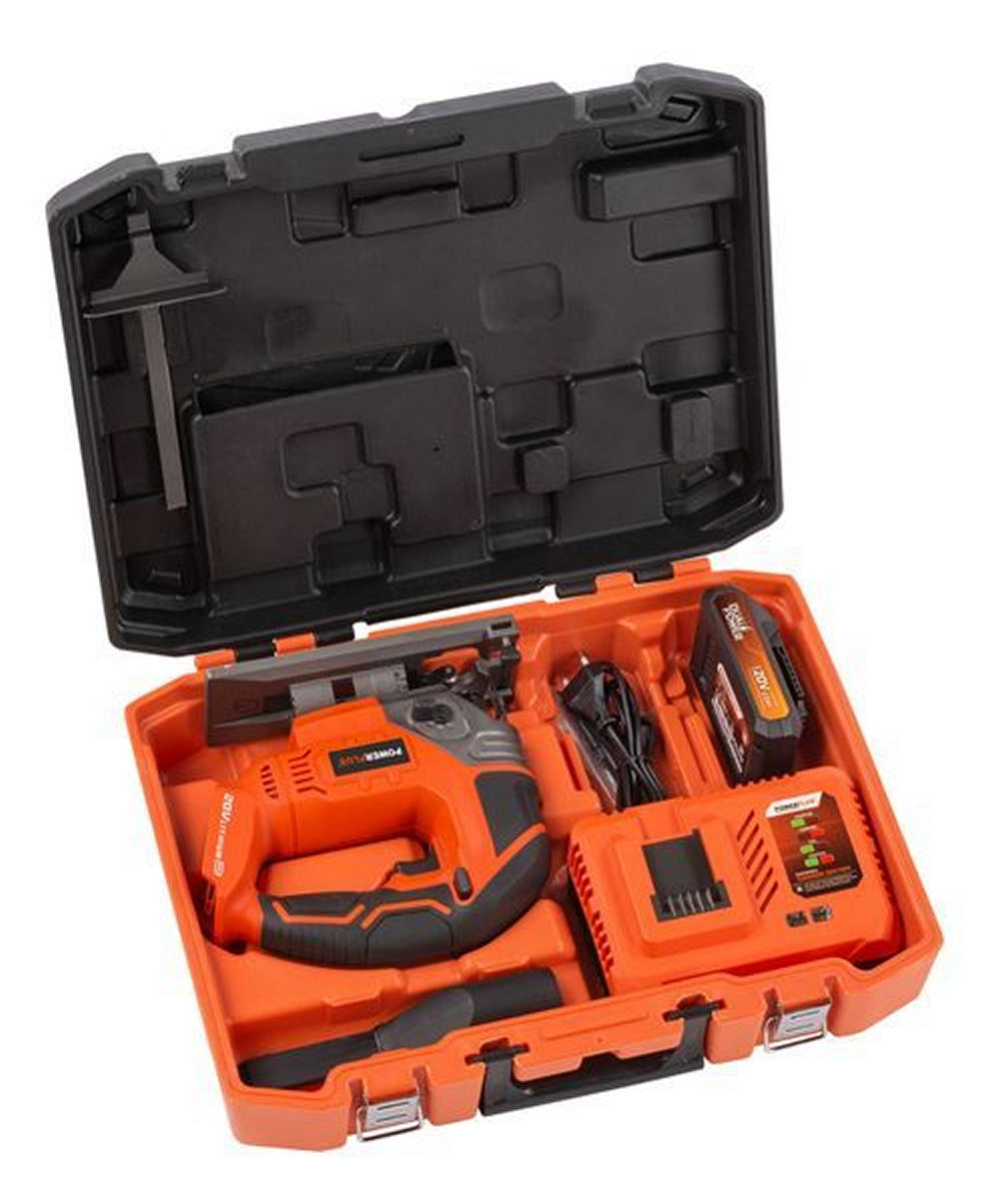 VARO POWDP25310 Set Powerplus Akku Stichsäge 20V mit Zubehör Batterie und Ladegerät