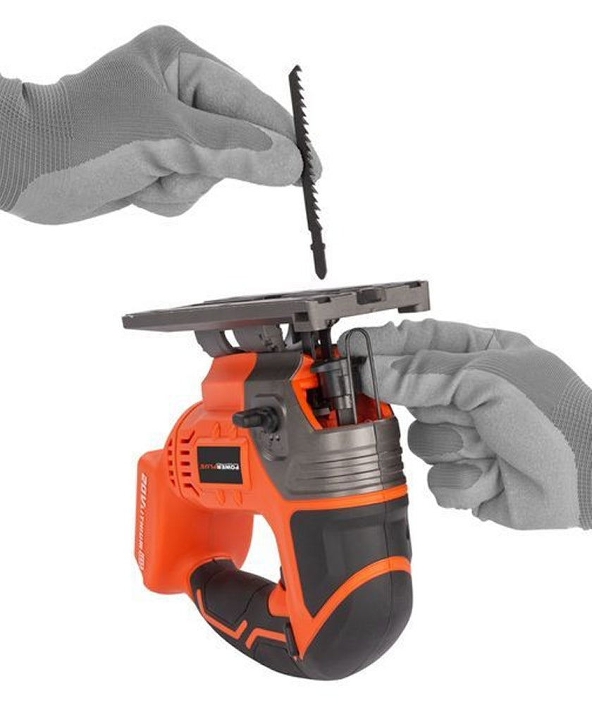 VARO POWDP25310 Set Powerplus Akku Stichsäge 20V mit Zubehör Batterie und Ladegerät