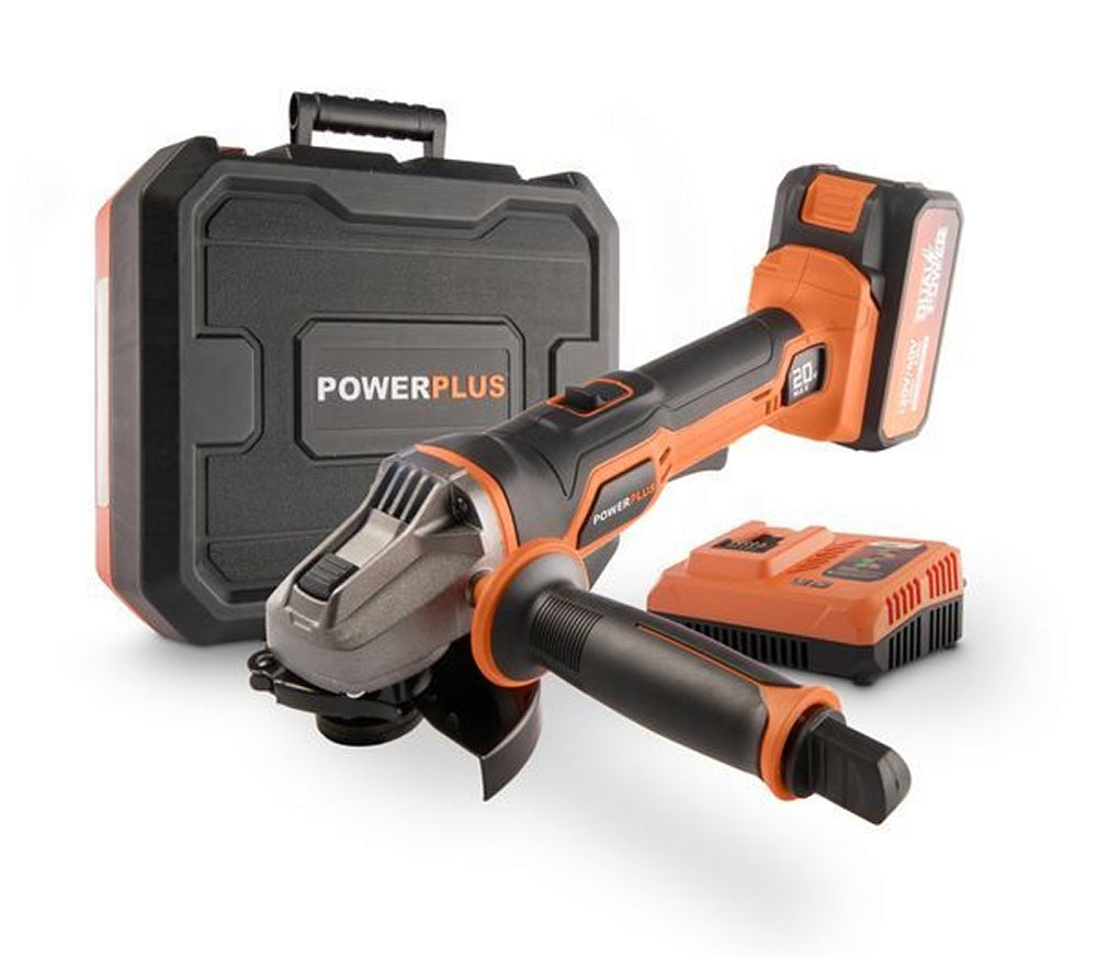 VARO POWDP35150 Powerplus Akku Winkelschleifer 20V Ø115mm mit Batterie und Ladegerät
