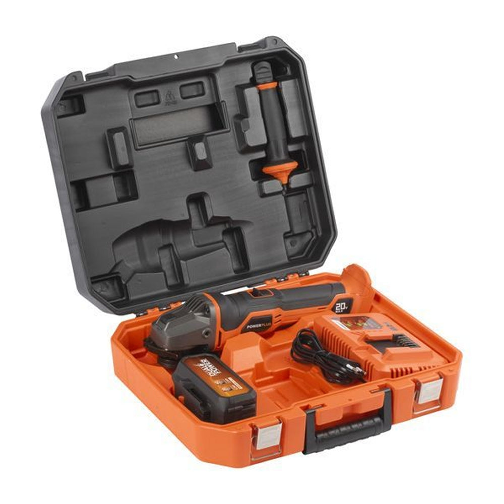 VARO POWDP35150 Powerplus Akku Winkelschleifer 20V Ø115mm mit Batterie und Ladegerät