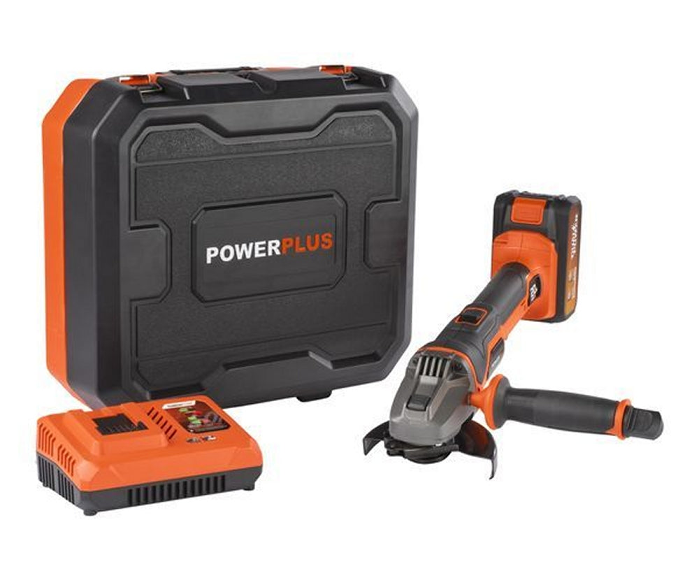 VARO POWDP35150 Powerplus Akku Winkelschleifer 20V Ø115mm mit Batterie und Ladegerät