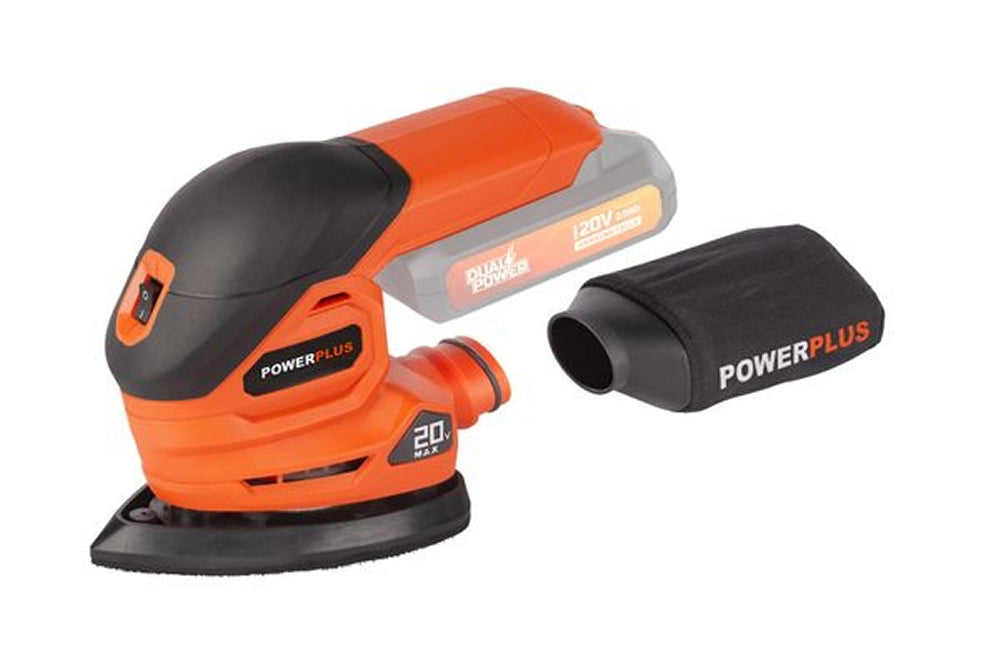 VARO POWDP50200 Powerplus Akku Multischleifer 20V mit Zubehör ohne Batterie und Ladegerät