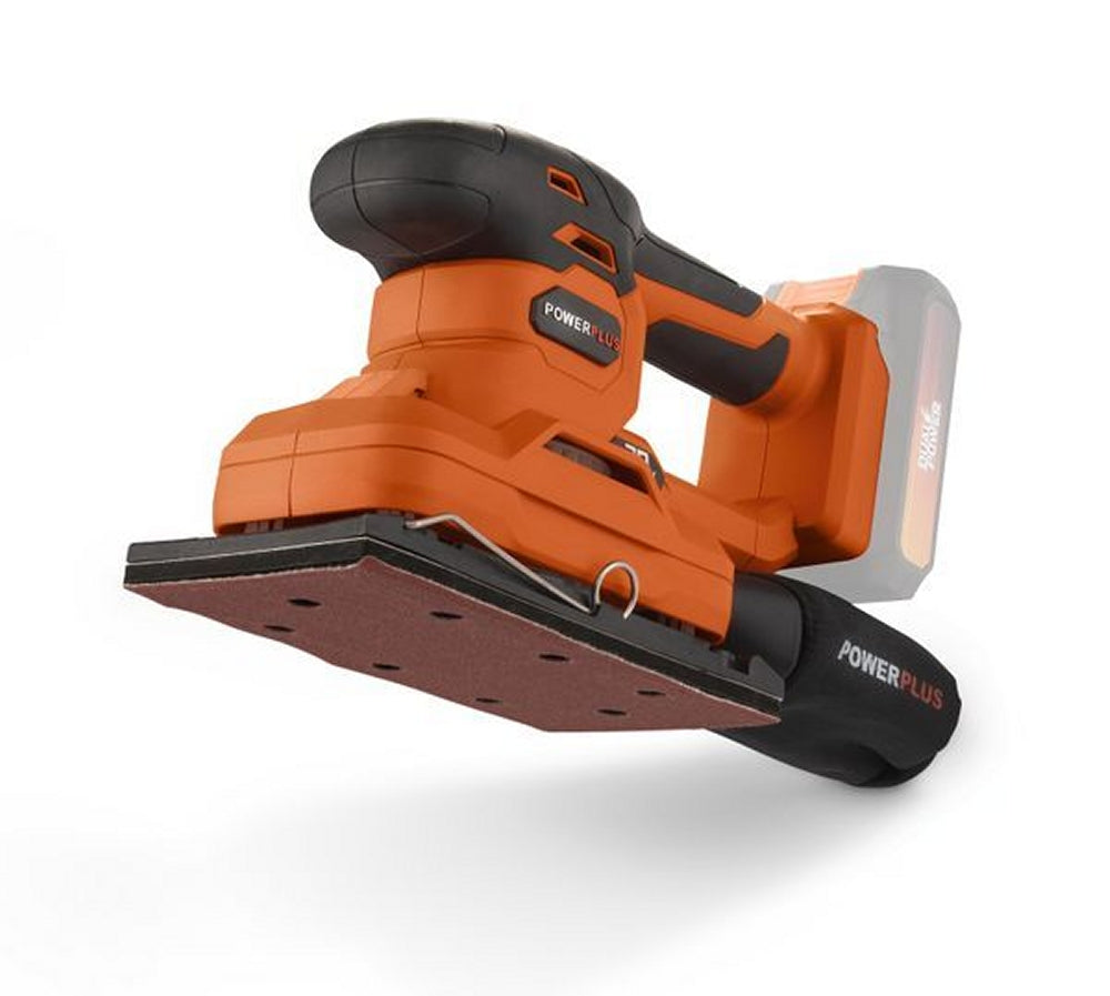 VARO POWDP50300 Powerplus Akku Schwingschleifer 20V mit Zubehör ohne Batterie und Ladegerät