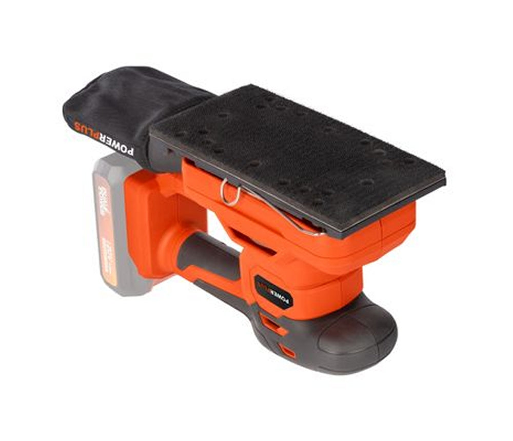 VARO POWDP50300 Powerplus Akku Schwingschleifer 20V mit Zubehör ohne Batterie und Ladegerät